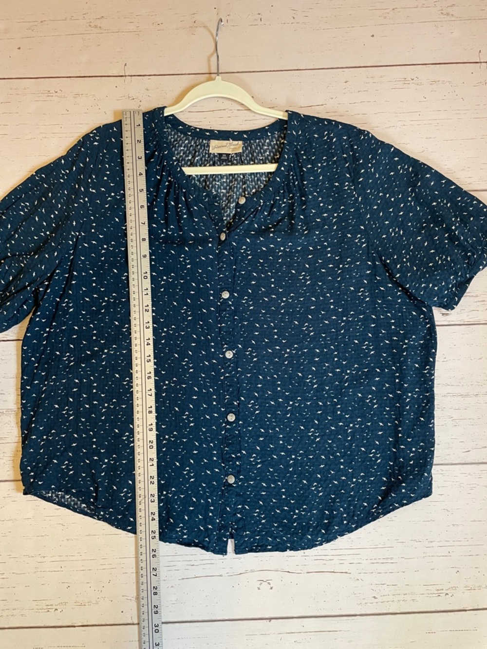 Universal Thread Navy/White Tiny Bird Print Short Sleeved Blouse, size XXL, NWOT - Picture 12 of 12
